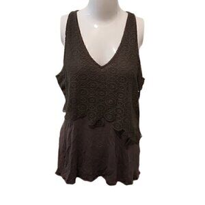 [Deletta] Dark Green V-neck Tank Top - Size M